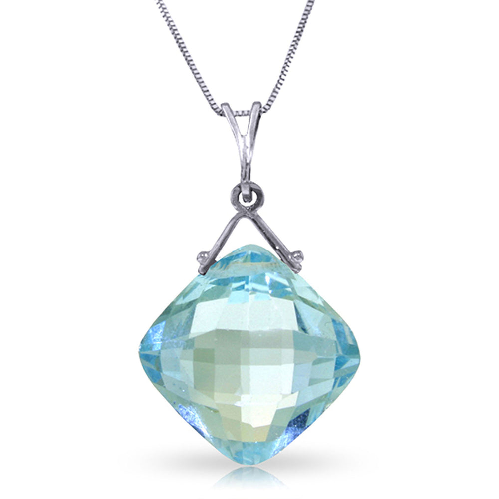 8.75 Carat 14K Solid White Gold Competence Blue Topaz Necklace