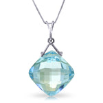 8.75 Carat 14K Solid White Gold Competence Blue Topaz Necklace