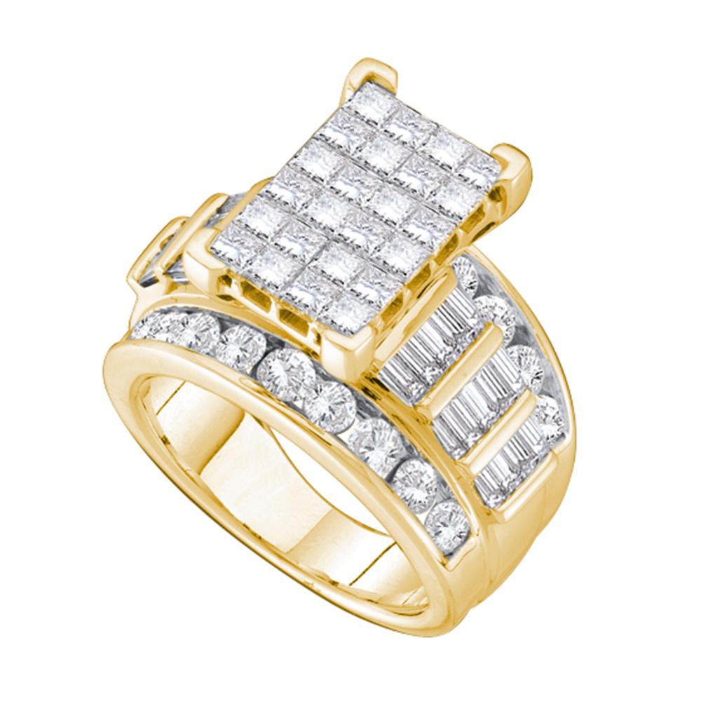 14kt Yellow Gold Womens Princess Diamond Cindys Dream Cluster Bridal Wedding Engagement Ring 4.00 Cttw