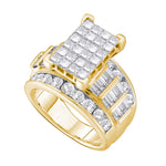 14kt Yellow Gold Womens Princess Diamond Cindys Dream Cluster Bridal Wedding Engagement Ring 4.00 Cttw