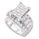 14kt White Gold Womens Princess Diamond Cindys Dream Cluster Bridal Wedding Engagement Ring 4.00 Cttw