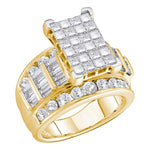 14kt Yellow Gold Womens Princess Diamond Cluster Bridal Wedding Engagement Ring 5.00 Cttw