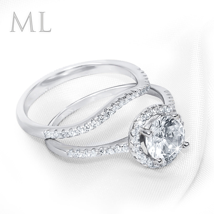 1.50 CT Women's Engagement RING Wedding Set ROUND CUT Silver Plated