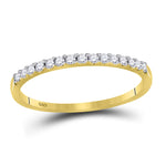 14kt Yellow Gold Womens Round Diamond Slender Stackable Wedding Band 1/6 Cttw