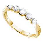 14kt Yellow Gold Womens Round Diamond 5-stone Fashion Band Ring 1/2 Cttw