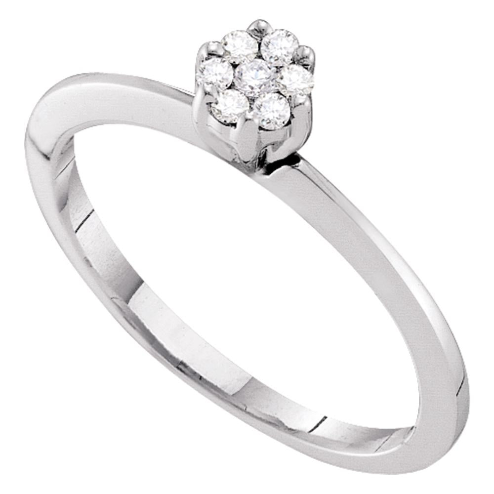 10kt White Gold Womens Round Diamond Cluster Bridal Wedding Engagement Ring 1/8 Cttw