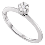 10kt White Gold Womens Round Diamond Cluster Bridal Wedding Engagement Ring 1/8 Cttw
