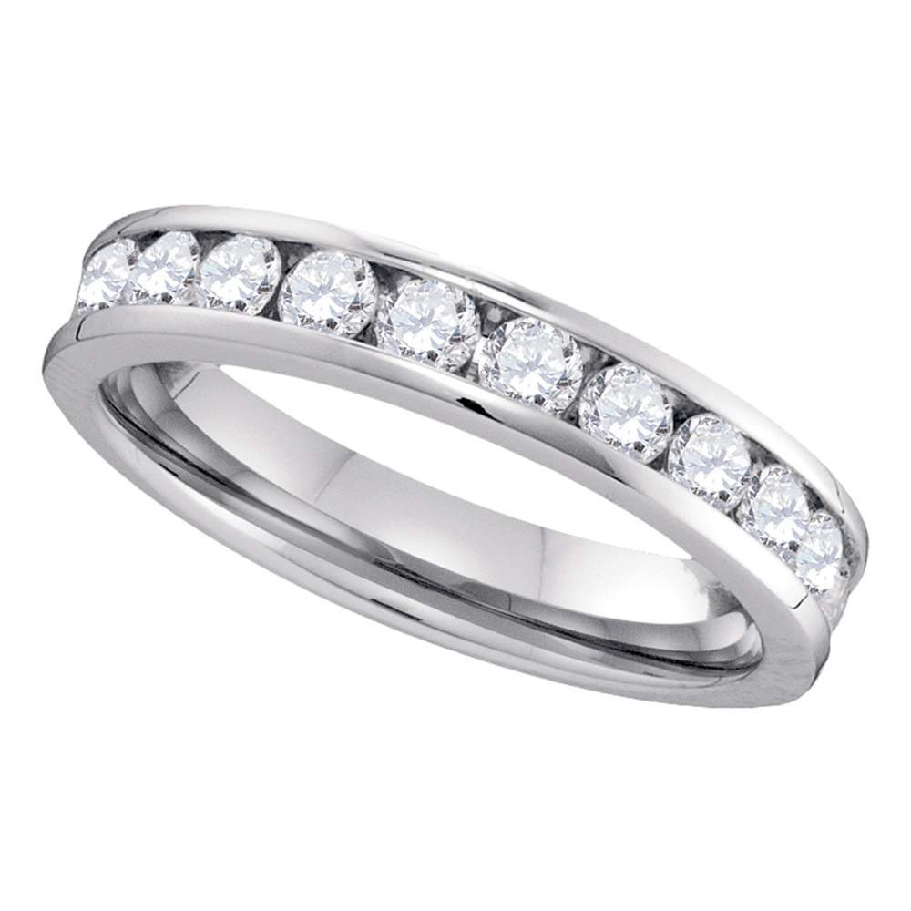 14kt White Gold Womens Round Channel-set Diamond 4mm Wedding Band 3/4 Cttw