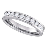 14kt White Gold Womens Round Channel-set Diamond 4mm Wedding Band 3/4 Cttw