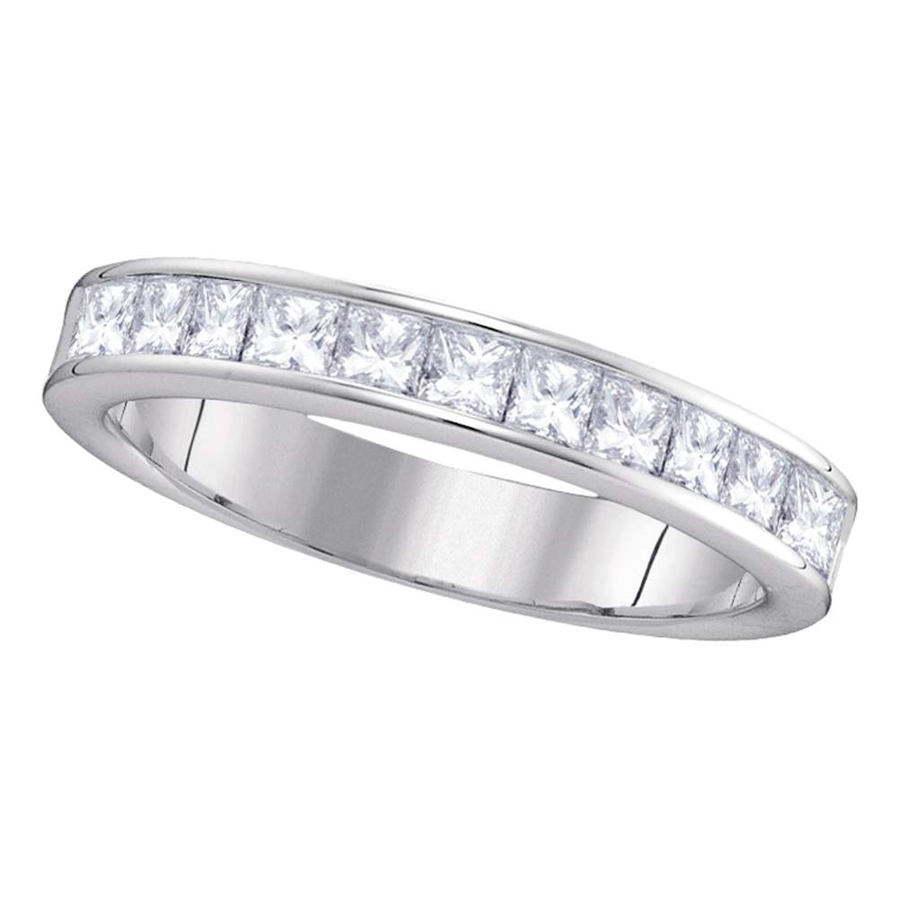 14kt White Gold Womens Princess Channel-set Diamond 4.5mm Wedding Band 1.00 Cttw