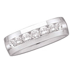 14kt White Gold Mens Round Channel-set Diamond Wedding Band Ring 1/4 Cttw