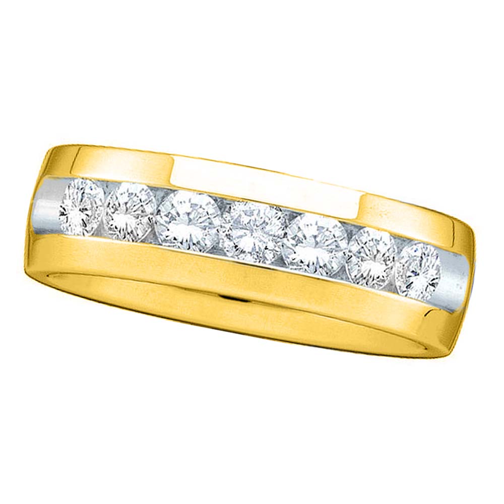 14kt Yellow Gold Mens Round Channel-set Diamond Wedding Anniversary Band Ring 1/4 Cttw