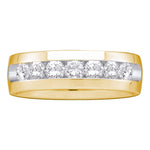 14k Yellow Gold Mens Round Diamond Channel-set Wedding Anniversary Band 1.00 Cttw