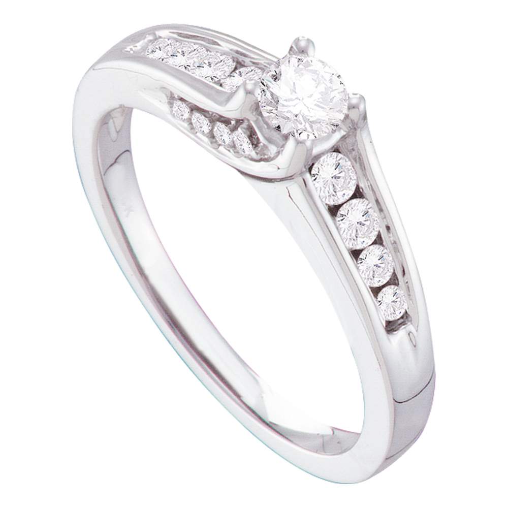 14kt White Gold Womens Round Diamond Solitaire Bridal Wedding Engagement Ring 1/2 Cttw