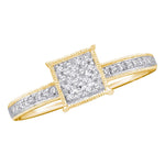 10kt Yellow Gold Womens Round Diamond Square Cluster Ring 1/10 Cttw