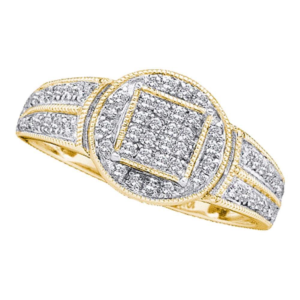 10kt Yellow Gold Womens Round Diamond Circle Frame Cluster Ring 1/5 Cttw