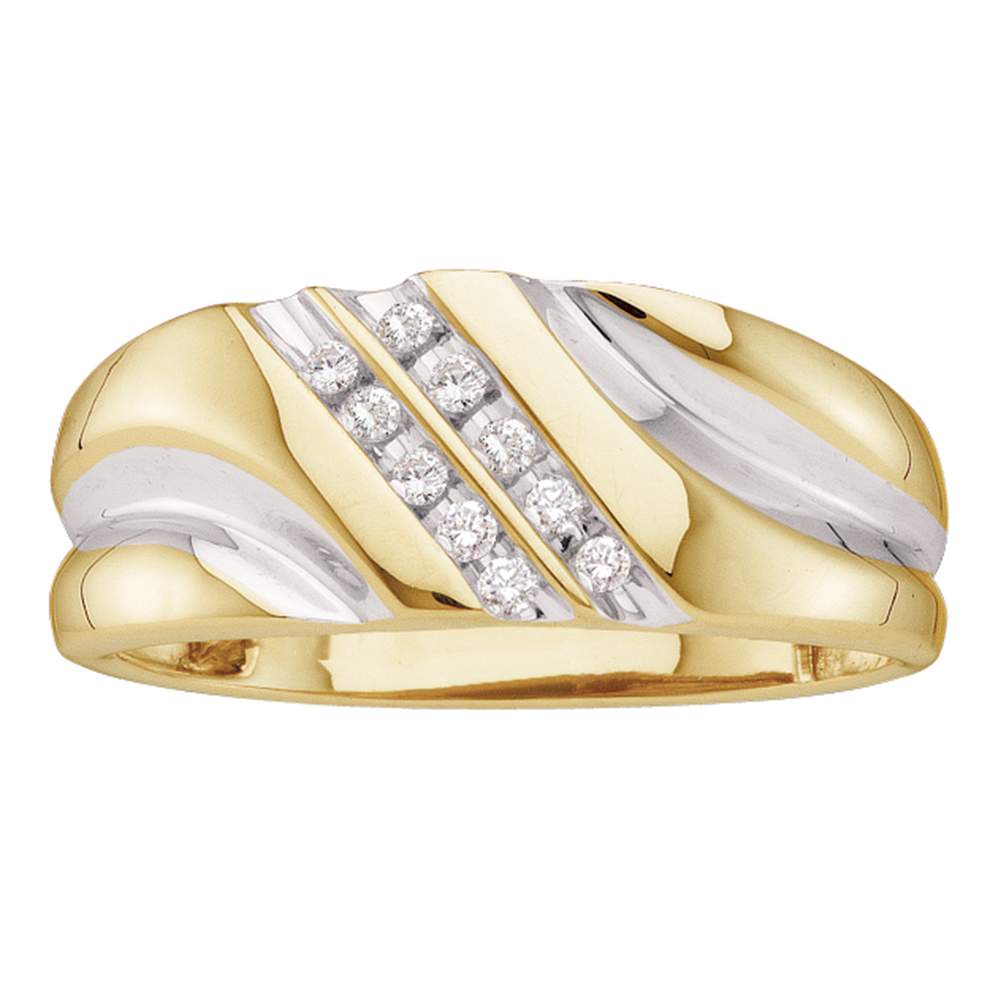 14kt Yellow Gold Mens Round Diamond Wedding Band Ring 1/8 Cttw