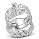 14kt White Gold His & Hers Round Diamond Solitaire Matching Bridal Wedding Ring Band Set 1/4 Cttw