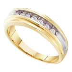 14k Yellow Gold Mens Round Channel-Set Diamond Wedding Anniversary Band Ring 1/4 Cttw
