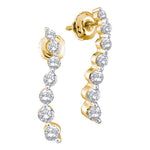 14kt Yellow Gold Womens Round Diamond Graduated Journey Screwback Earrings 1/2 Cttw