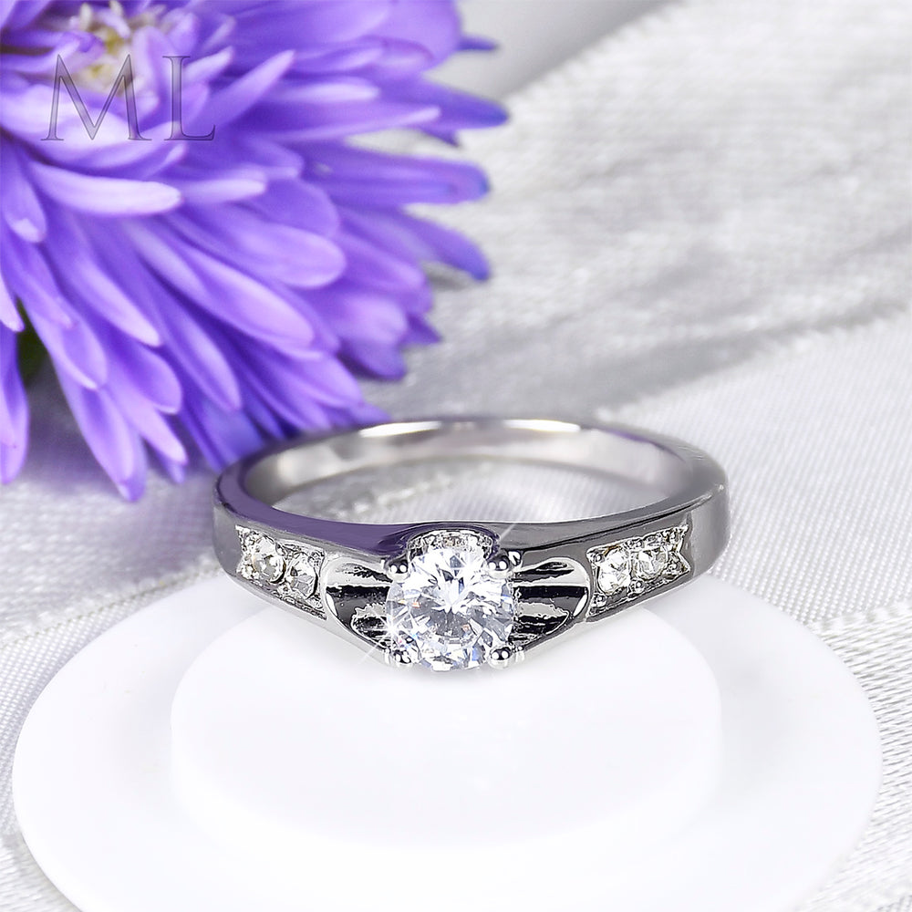 Women's Engagement RING 0.50 Carat ROUND CUT White Gold Plated SIZE 5-9