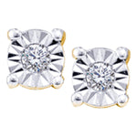 14kt Yellow Gold Womens Round Illusion-set Diamond Solitaire Screwback Earrings 1/20 Cttw