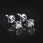 1/20 CT Women's Petite Round  Diamond Solitaire EARRINGS 10k White Gold 3.5mm