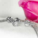 1/20 CT Women's Petite Round  Diamond Solitaire EARRINGS 10k White Gold 3.5mm