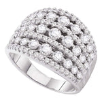 14kt White Gold Womens Round Pave-set Diamond Wide Fashion Band Ring 3.00 Cttw