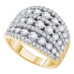 14kt Yellow Gold Womens Round Diamond Symmetrical Fashion Band Ring 2.00 Cttw