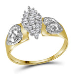Yellow-tone Sterling Silver Womens Round Diamond Heart Mom Cluster Ring 1/8 Cttw