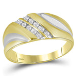 Yellow-tone Sterling Silver Mens Round Diamond Wedding Band Ring 1/8 Cttw