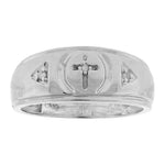 Sterling Silver Mens Round Diamond Cross Wedding Band Ring 1/20 Cttw