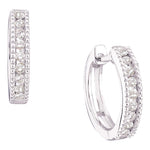 10kt White Gold Womens Round Channel-set Diamond Milgrain Hoop Earrings 1/4 Cttw