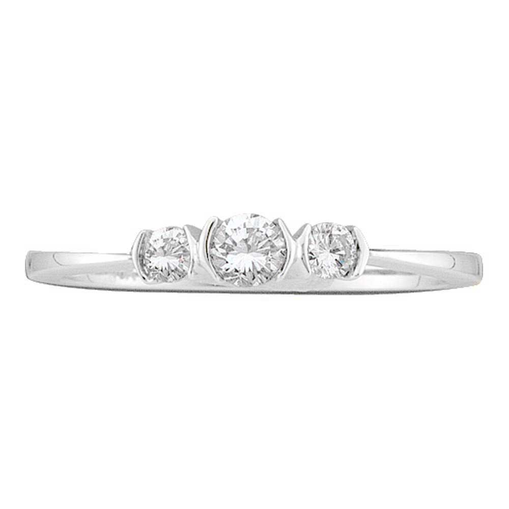 10kt White Gold Womens Round Diamond 3-stone Bridal Wedding Engagement Ring 1/4 Cttw