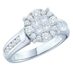 14kt White Gold Womens Princess Round Diamond Soleil Cluster Bridal Wedding Engagement Ring 1.00 Cttw