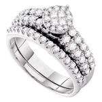 14kt White Gold Womens Princess Diamond Soleil Bridal Wedding Engagement Ring Band Set 1-1/20 Cttw