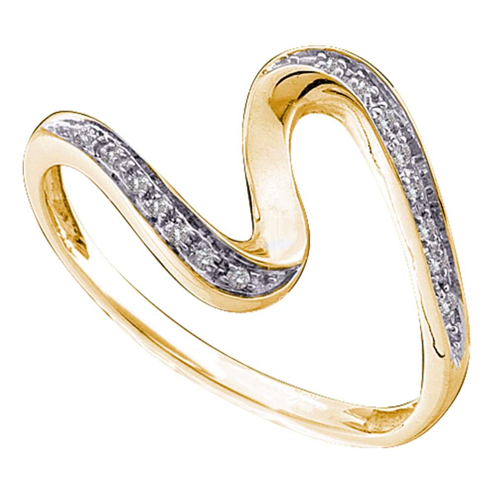 10kt Yellow Gold Womens Round Diamond S Curve Band Ring 1/20 Cttw