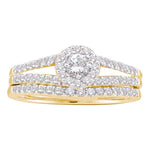14kt Yellow Gold Womens Round Diamond Split-shank Bridal Wedding Engagement Ring Band Set 5/8 Cttw
