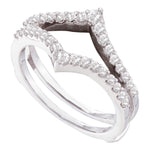 14kt White Gold Womens Round Diamond Ring Guard Wrap Enhancer Wedding Band 1/2 Cttw