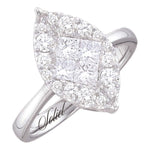 14kt White Gold Womens Princess Diamond Soleil Cluster Bridal Wedding Engagement Ring 1/4 Cttw