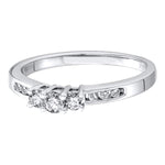 14kt White Gold Womens Round Diamond 3-stone Bridal Wedding Engagement Ring 1/4 Cttw