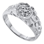 Sterling Silver Mens Round Diamond Cluster Nugget Ring 1/20 Cttw