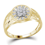 Yellow-tone Sterling Silver Mens Round Diamond Cluster Nugget Ring 1/8 Cttw