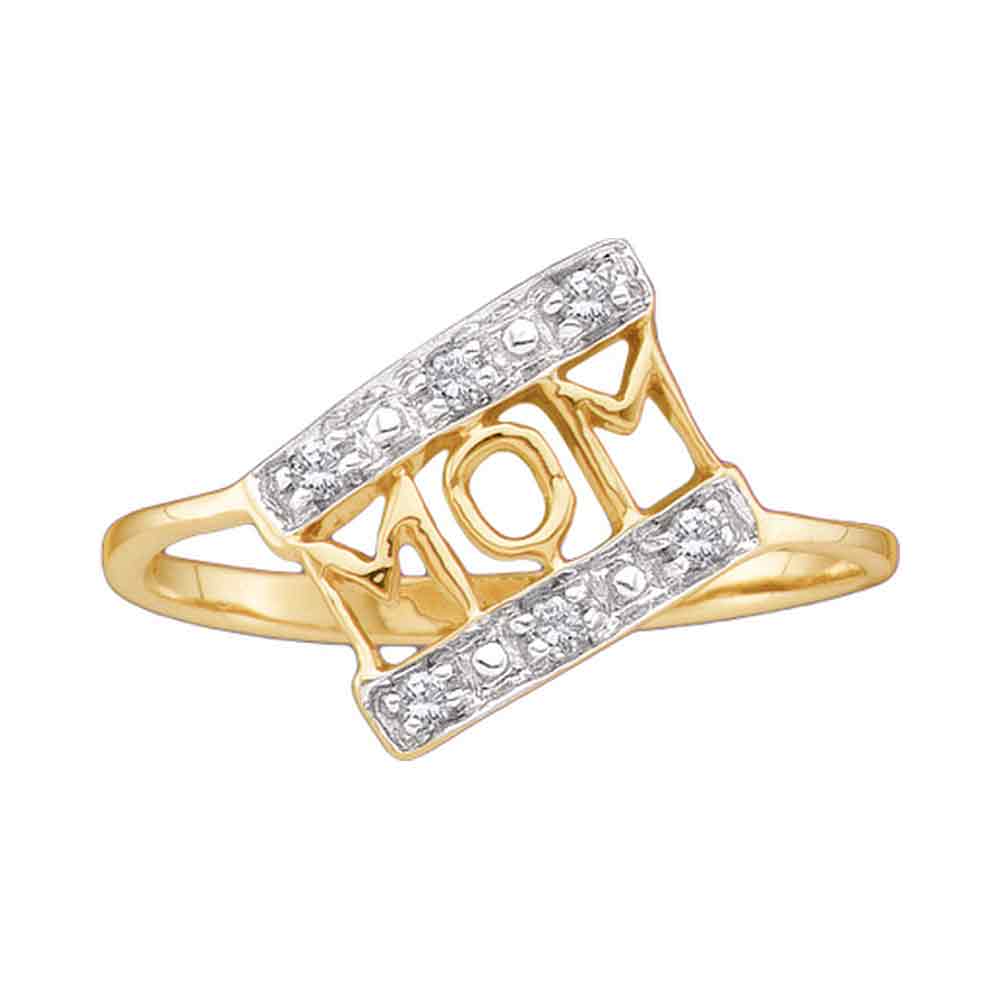 10kt Yellow Gold Womens Round Diamond Mom Mother Accent Ring 1/20 Cttw