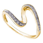 14kt Yellow Gold Womens Round Diamond S Curve Band Ring 1/20 Cttw