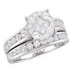 14kt White Gold Womens Princess Round Diamond Soleil Bridal Wedding Engagement Ring Band Set 1.00 Cttw