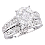 14kt White Gold Womens Diamond Soleil Cluster Bridal Wedding Engagement Ring Band Set 1/2 Cttw