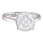 14kt White Gold Womens Princess Round Diamond Soleil Cluster Bridal Wedding Engagement Ring 2.00 Cttw