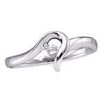 10kt White Gold Womens Round Diamond Solitaire Promise Bridal Ring 1/20 Cttw